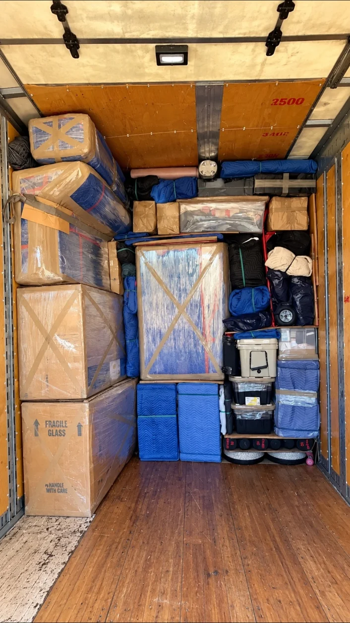 Carefully packed moving truck