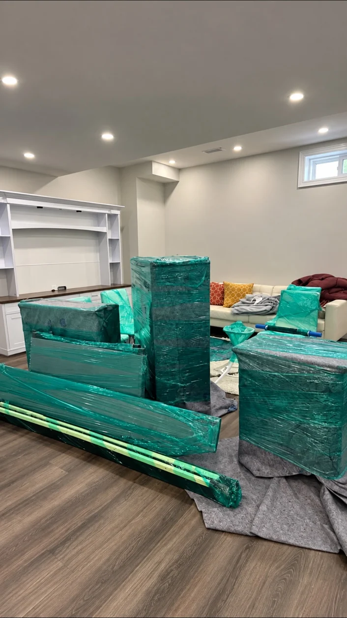 Furniture carefully wrapped and protected for a move